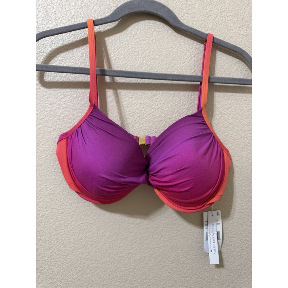Bleu Rod Beattie Purple Crush Red Ombre Moulded Cup Bikini Top - Size 12  NWT